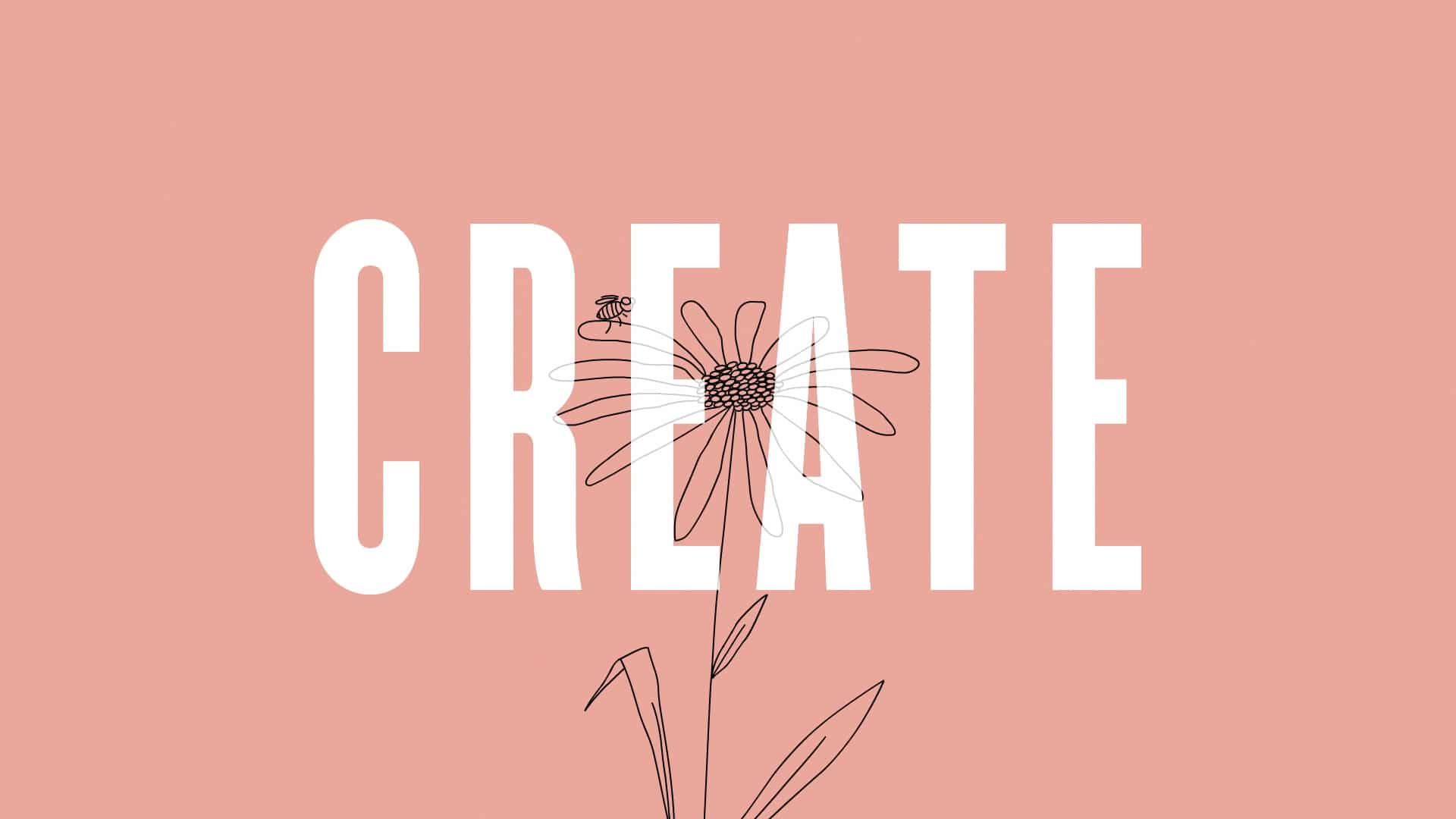 Un fond rose avec le mot "créer" dessus, inspiré du projet Build with Chrome.