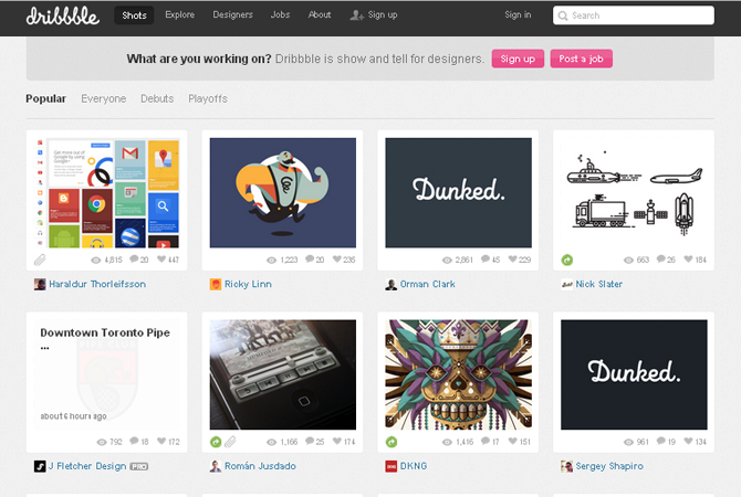 dribbble 5 réseaux sociaux incontournables pour créatifs 1