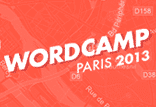 Une carte avec les mots wordcamp paris 2013 dessus.