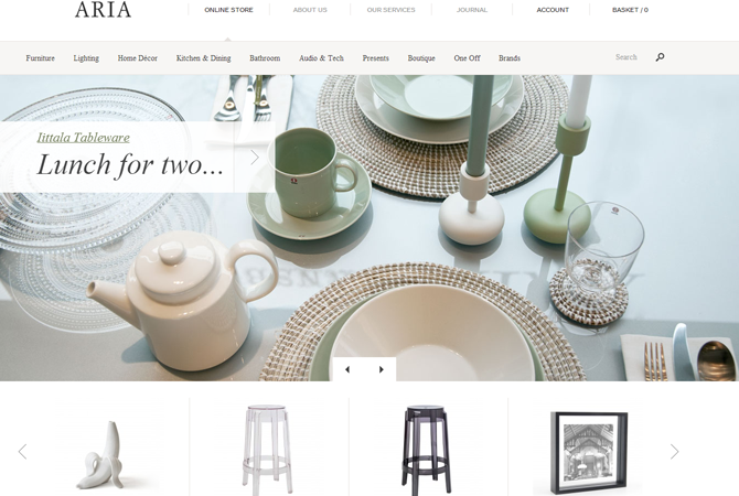 http://www.ariashop.co.uk/ Inspiration : 30 sites e-commerce créatifs 1