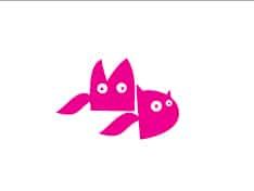 Un logo chat miaou rose sur fond blanc au design épuré.