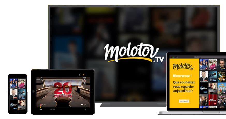 Molotoy tv - un téléphone portable, une tablette, un ordinateur portable et une télévision.