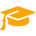 Une icône de chapeau de graduation sur un fond blanc.