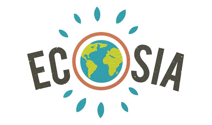 Logo Ecosia sur fond blanc.