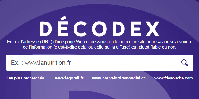 Un écran violet avec les mots decodex dessus.