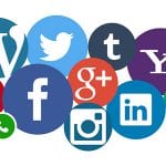 Un groupe d'icônes de médias sociaux disposées en cercle.