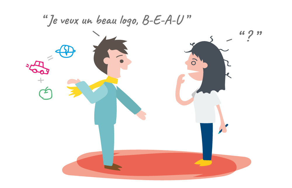 Un dessin animé d'un homme et d'une femme qui se parlent.