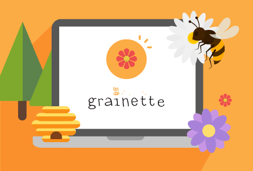 Un ordinateur portable sociétaux orné d'une abeille et de fleurs.