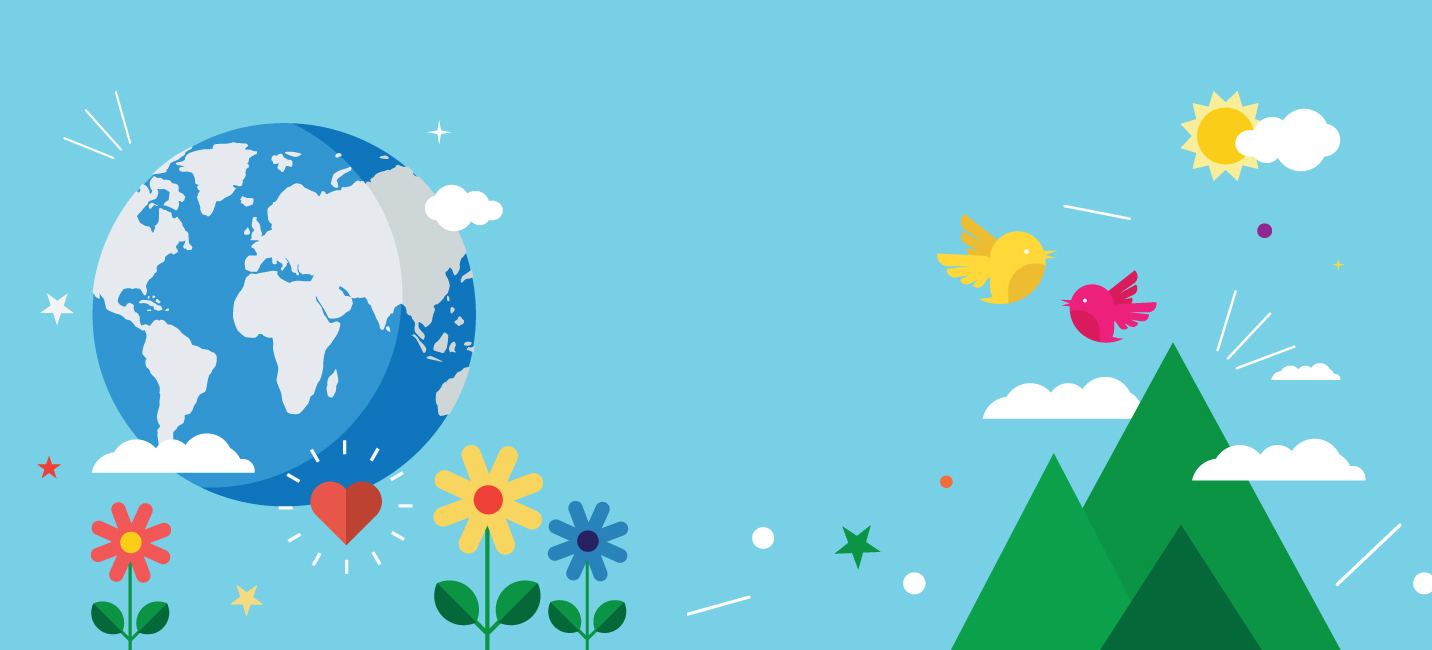 Une représentation de la terre mettant en valeur la Responsabilité Sociétale d'Entreprise avec des fleurs et des oiseaux.