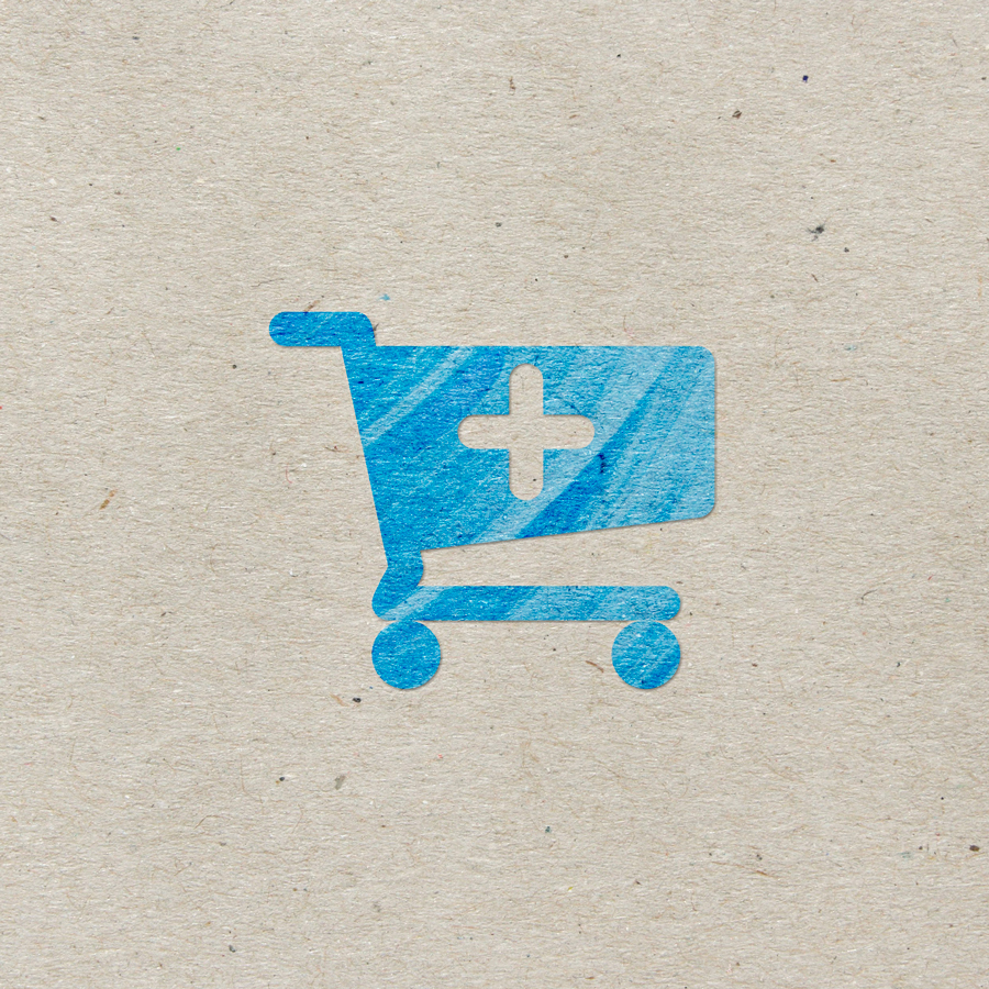 Un panier bleu sur une feuille de papier pour Dukaan ou Shopify.