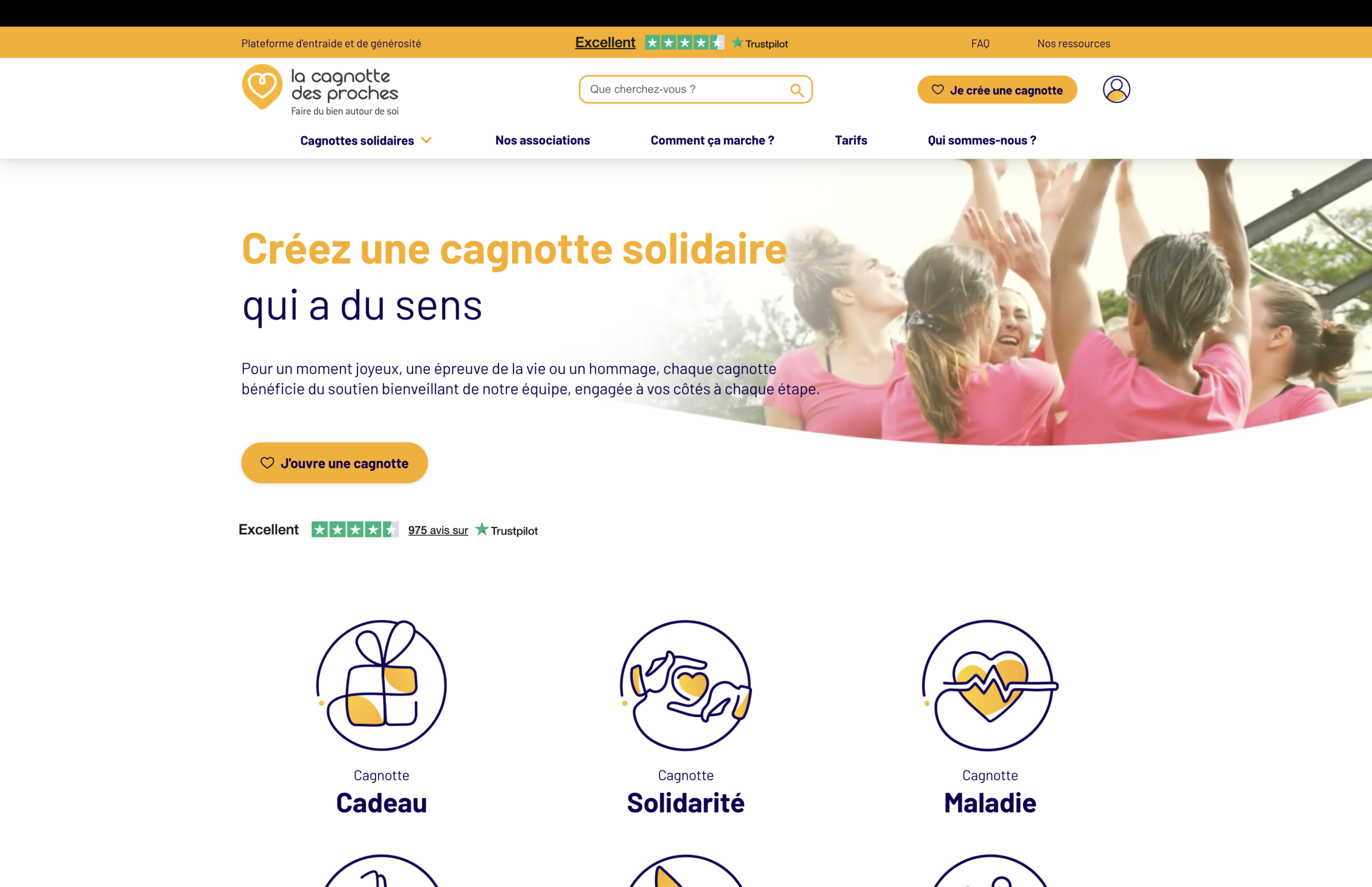 Aperçu du site Cagnotte des Proches